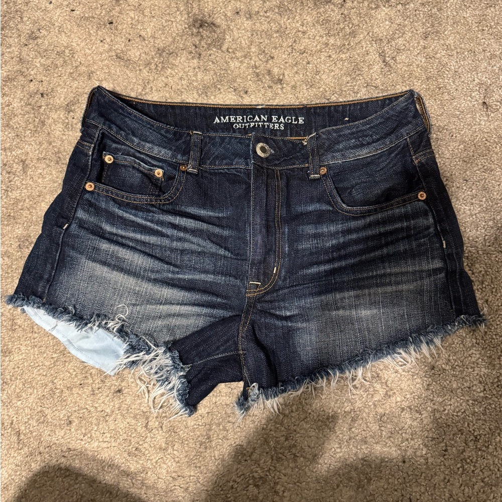 American Eagle Outfitters Blue Jean Shorts Distressed Hem